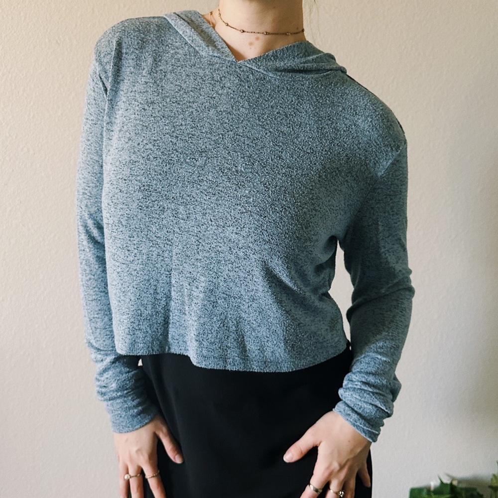 Heather Blue Cropped Hoodie